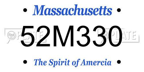 52M330 Massachusetts License Plate