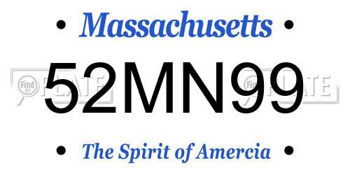 52MN99 Massachusetts License Plate