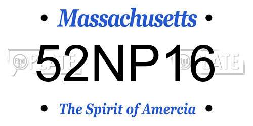 52NP16 Massachusetts License Plate