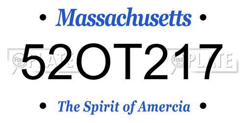 52OT217 Massachusetts License Plate
