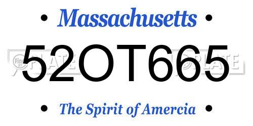 52OT665 Massachusetts License Plate