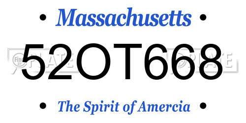 52OT668 Massachusetts License Plate