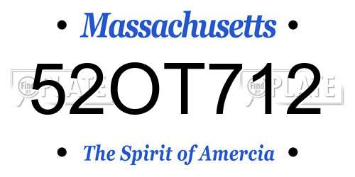 52OT712 Massachusetts License Plate