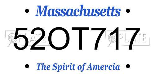 52OT717 Massachusetts License Plate