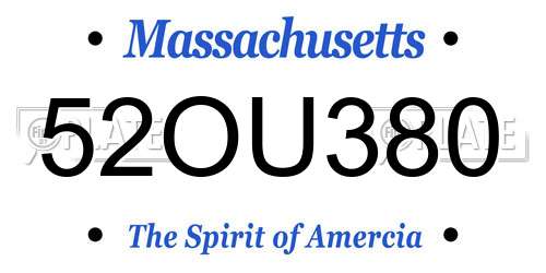 52OU380 Massachusetts License Plate