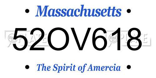 52OV618 Massachusetts License Plate