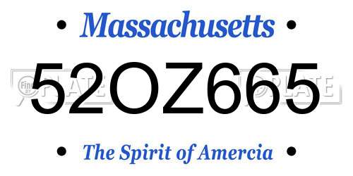 52OZ665 Massachusetts License Plate