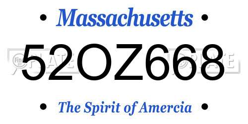 52OZ668 Massachusetts License Plate