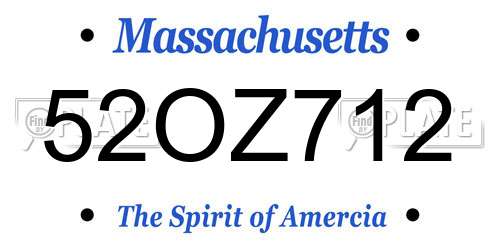 52OZ712 Massachusetts License Plate