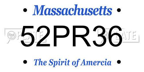 52PR36 Massachusetts License Plate