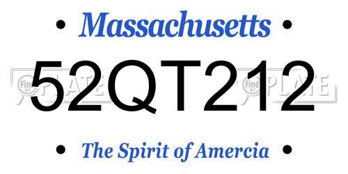 52QT212 Massachusetts License Plate