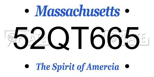 52QT665 Massachusetts License Plate