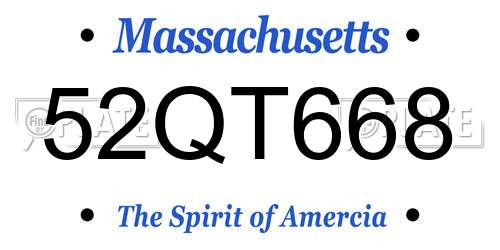 52QT668 Massachusetts License Plate