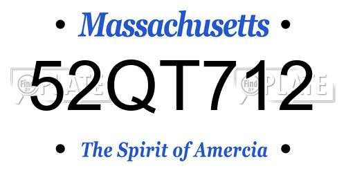 52QT712 Massachusetts License Plate