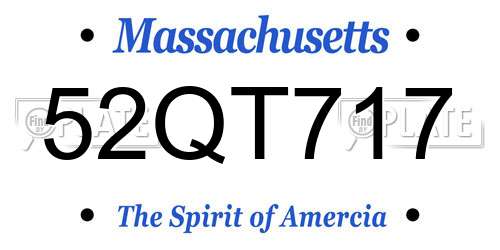 52QT717 Massachusetts License Plate