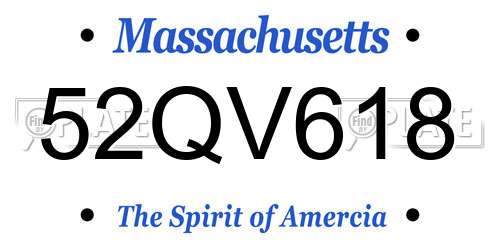 52QV618 Massachusetts License Plate