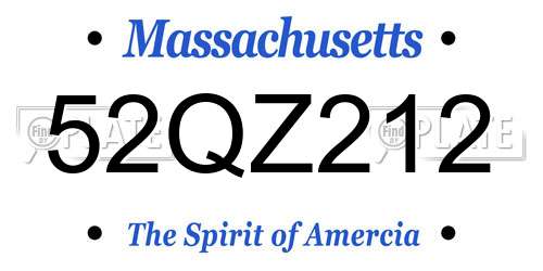 52QZ212 Massachusetts License Plate