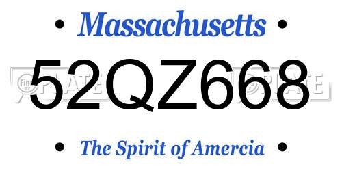 52QZ668 Massachusetts License Plate