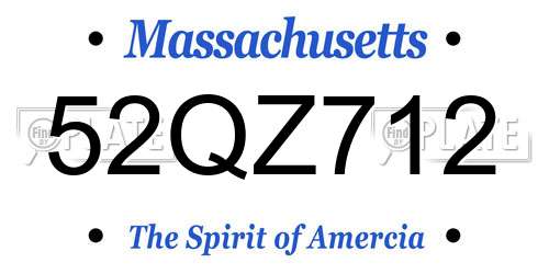 52QZ712 Massachusetts License Plate