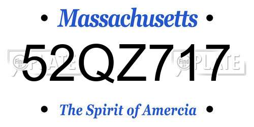 52QZ717 Massachusetts License Plate