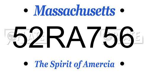52RA756 Massachusetts License Plate