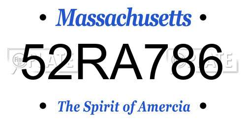 52RA786 Massachusetts License Plate