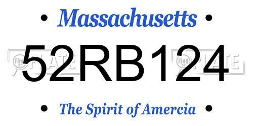 52RB124 Massachusetts License Plate