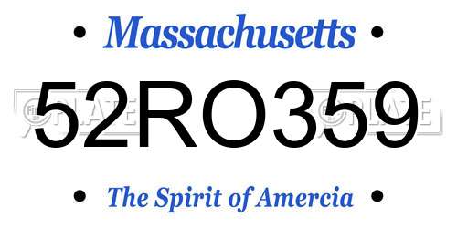 52RO359 Massachusetts License Plate