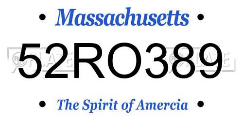 52RO389 Massachusetts License Plate