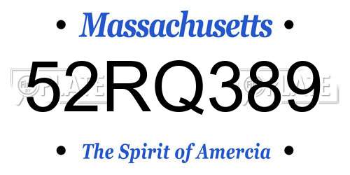 52RQ389 Massachusetts License Plate
