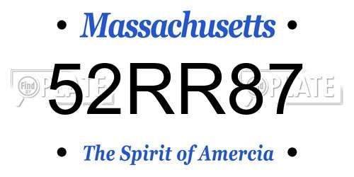 52RR87 Massachusetts License Plate