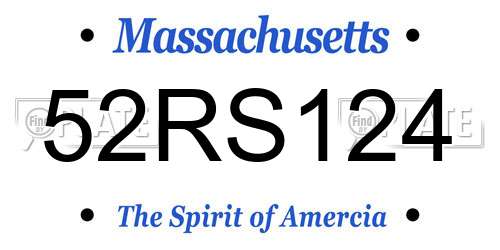 52RS124 Massachusetts License Plate
