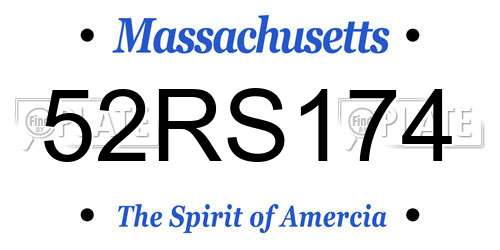52RS174 Massachusetts License Plate