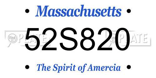 52S820 Massachusetts License Plate