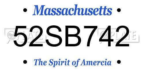 52SB742 Massachusetts License Plate