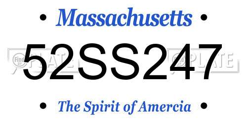 52SS247 Massachusetts License Plate
