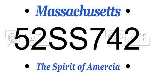 52SS742 Massachusetts License Plate