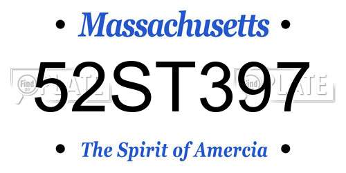 52ST397 Massachusetts License Plate