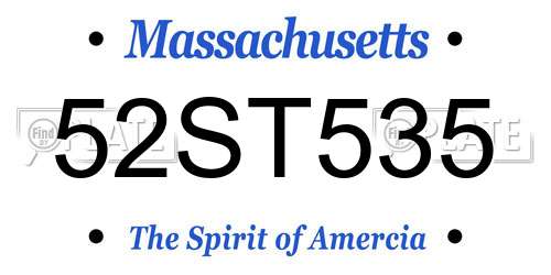 52ST535 Massachusetts License Plate
