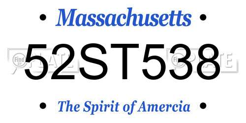 52ST538 Massachusetts License Plate