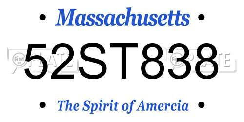52ST838 Massachusetts License Plate