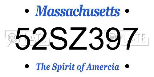 52SZ397 Massachusetts License Plate