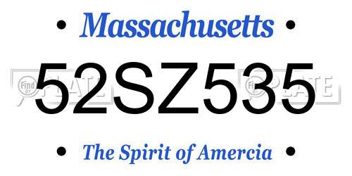52SZ535 Massachusetts License Plate