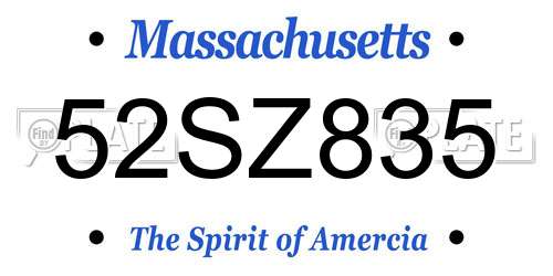 52SZ835 Massachusetts License Plate
