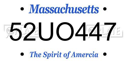 52UO447 Massachusetts License Plate