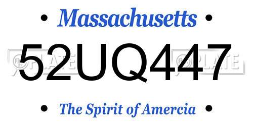 52UQ447 Massachusetts License Plate