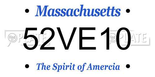 52VE10 Massachusetts License Plate