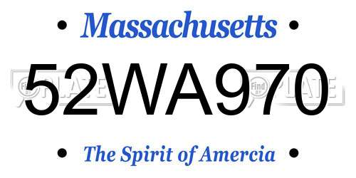 52WA970 Massachusetts License Plate