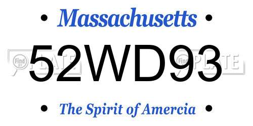 52WD93 Massachusetts License Plate