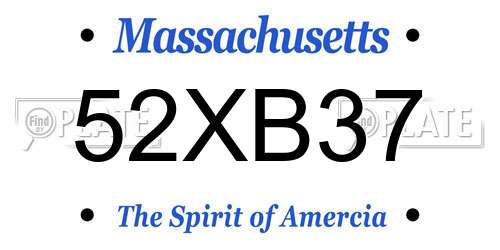 52XB37 Massachusetts License Plate